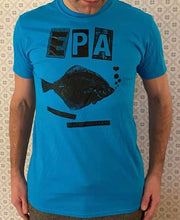 Load image into Gallery viewer, EPA - Rödspättans favoritpunkband. Turkos tröja - svart tryck (t-shirt)