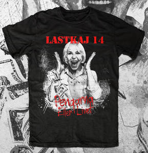 Lastkaj 14 - Pengarna eller livet. Svart tröja - rött-vitt tryck (t-shirt)