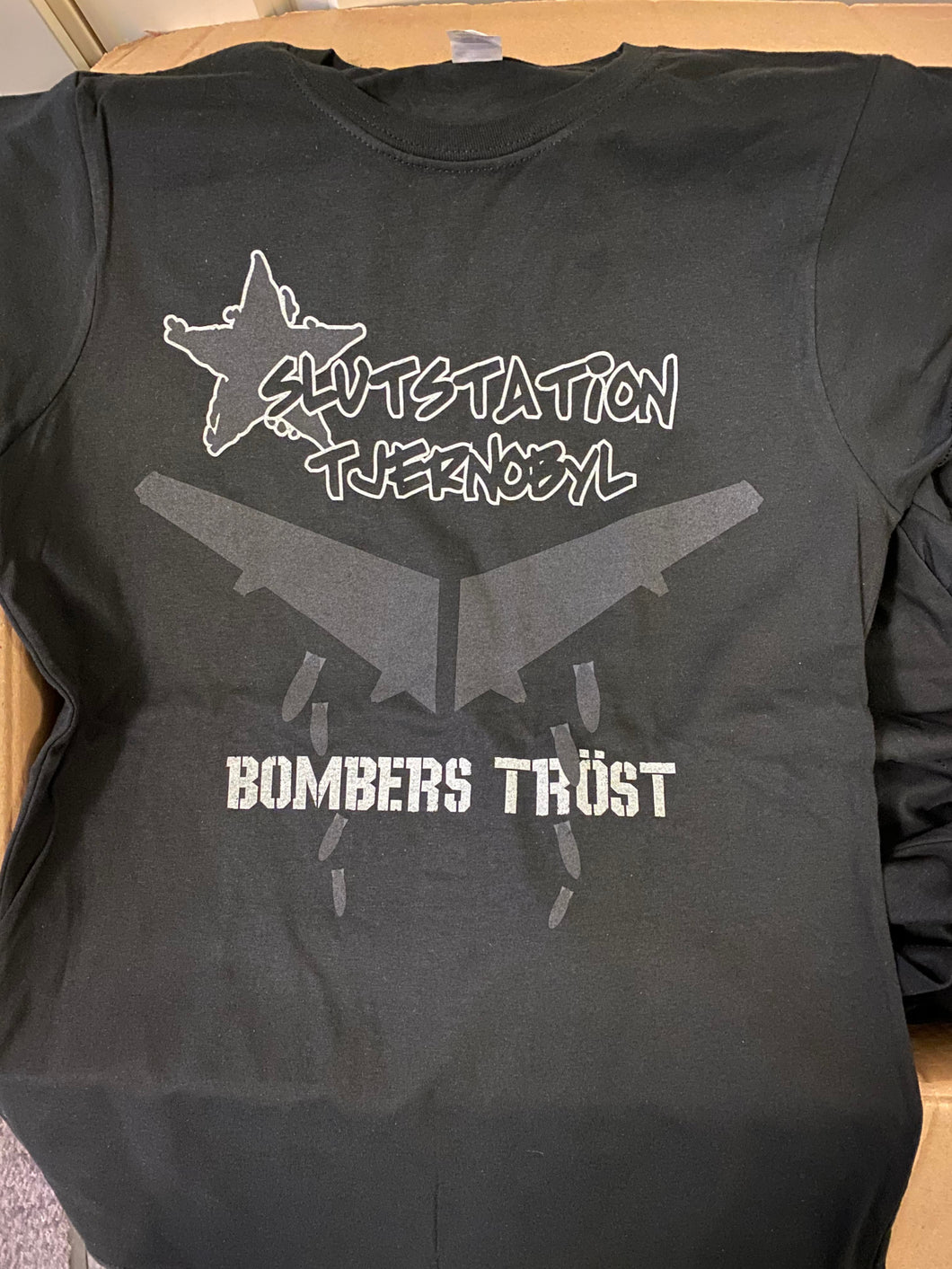 Slutstation Tjernobyl - Bombers höst (t-shirt) Svart tröja - vitt tryck